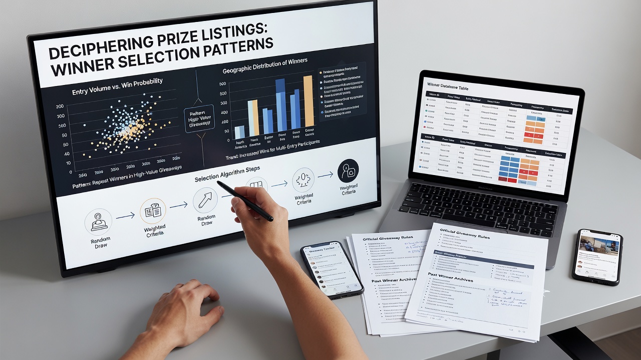 Detailed view of winner selection data tables from recent giveaway announcements