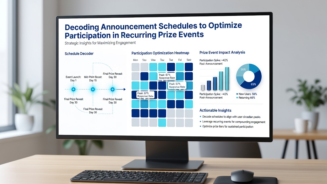 Timeline graphic illustrating optimal entry periods relative to winner announcement dates in recurring contests