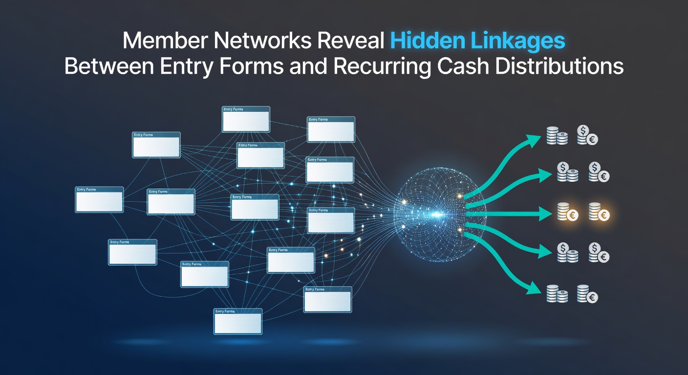 Illustration of interconnected entry forms and cash distribution networks in promotional systems