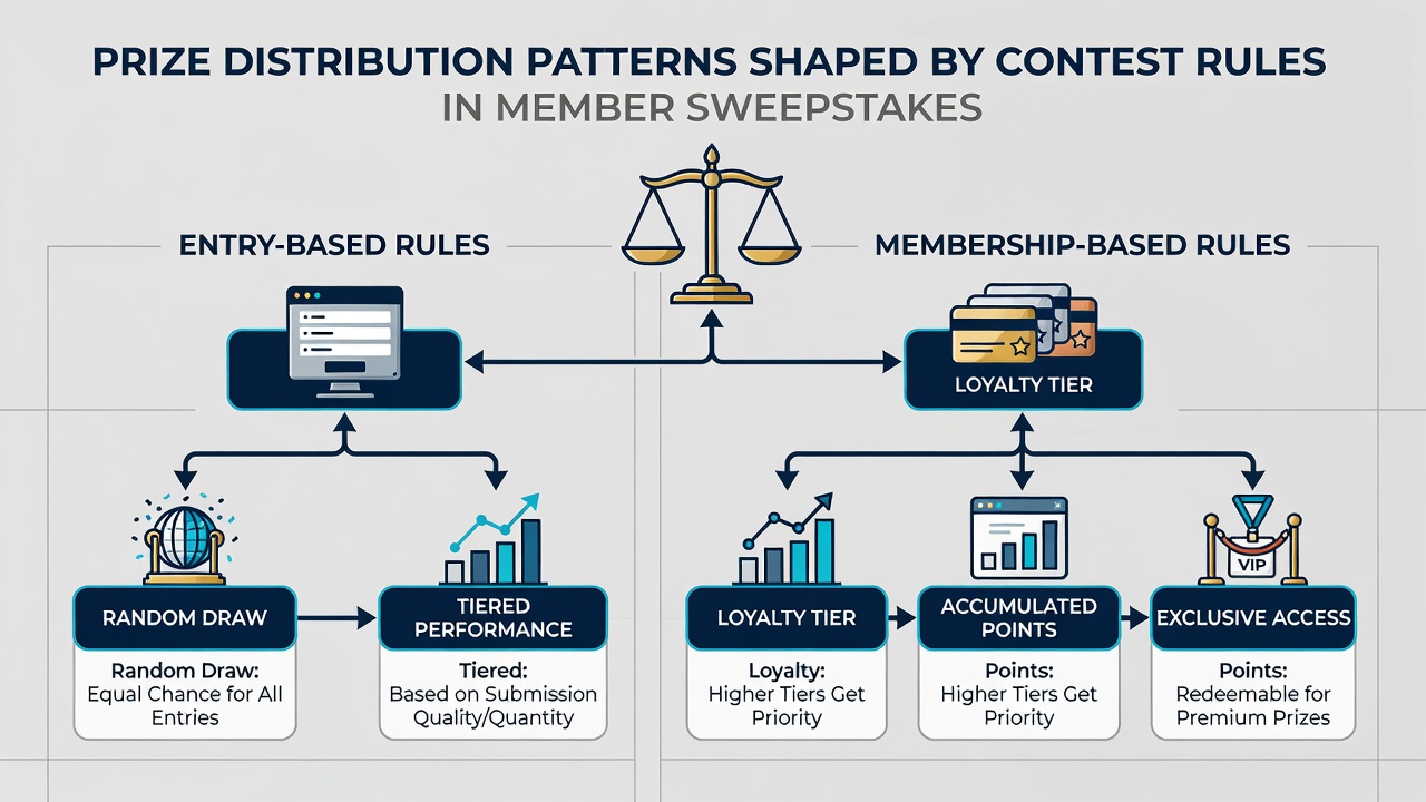 Chart depicting how specific contest rules alter prize allocation in membership sweepstakes