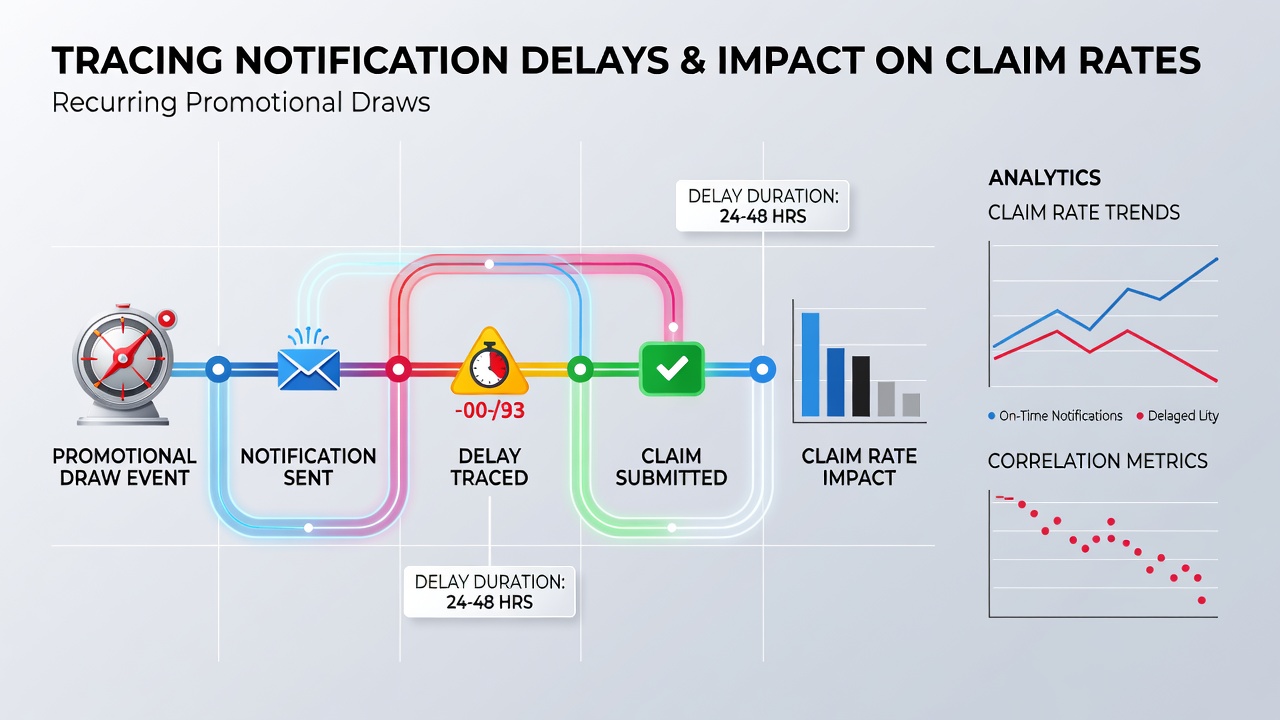 Diagram showing timelines of promotional draw notifications versus claim deadlines across multiple recurring events
