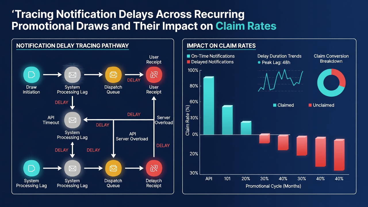 Chart comparing claim success percentages against notification delay intervals in ongoing promotional series